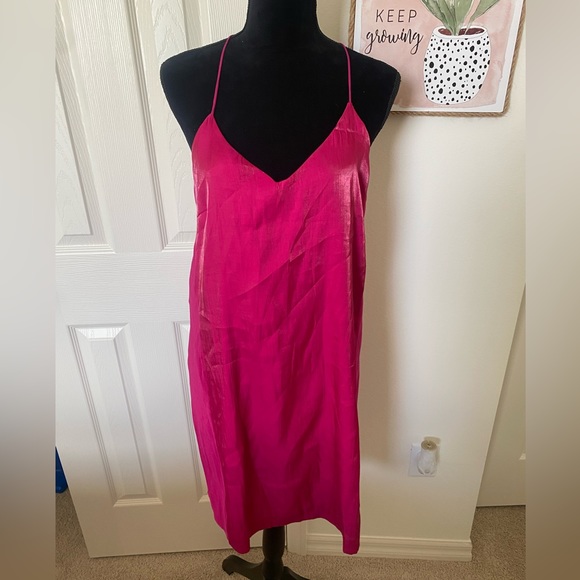 Zara magenta slip dress size large - Picture 4 of 11
